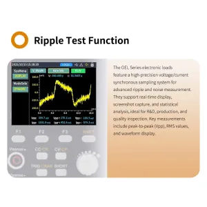 OWON OEL60 Series Programmable Electronic Load 2.8 Inch TFT Display 600V Voltage 30A Current 300W Power OCP OPP Multiple Protections Support SPCI USB RS232  Interface,Ripple Test Waveform Analysis(optional)