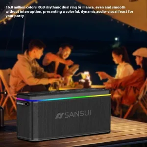 SANSUI G003 Speaker bluetooth Speakers with Microphone 98mm*2 58mm*2 Drivers DSP Chip RGB Lighting TWS IPX6 Waterproof Hands-free Call Support TF Card USB AUX Outdoors Portable Speaker