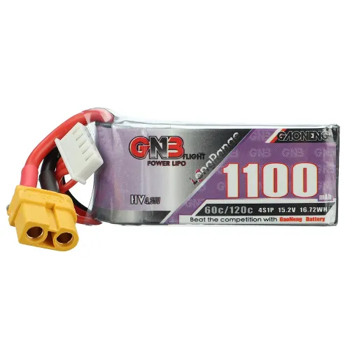 Gaoneng GNB 15.2V 1100mAh 60C 4S LiPo Battery XT30/XT60 Plug for GEPRC Tern LR40 FPV Racing Drone