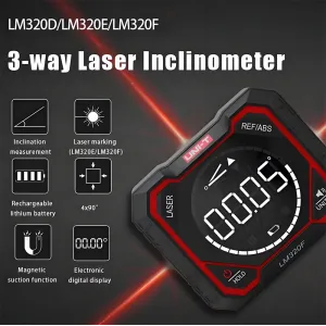 UNIT LM320D LM320E LM320F Digital Inclinometer Laser Angel Meter Digital Protractor Angle Measure Type-C Rechargeable Battery 3 Way Angle Meter Accurate Measurement Tool