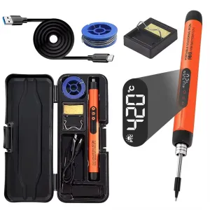 Wireless USB Soldering Iron 8W Adjustable Temperature 300-450C Type-C Charging High-Capacity Battery Quick Heating Portable Soldering Tool with Accessories