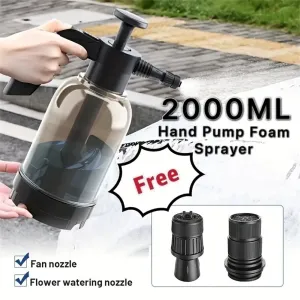2L Foam Watering Can Transparent HDPE Air Pressure Pump Sprayer 1:50 Ratio Car Wash and Garden Use