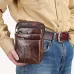 Ekphero Men's Genuine Leather Crossbody Bag with Zipper Mobile Phone Shoulder Bag Small Travel Waist Bag Multi-Pockets Male Belt Waist Packs