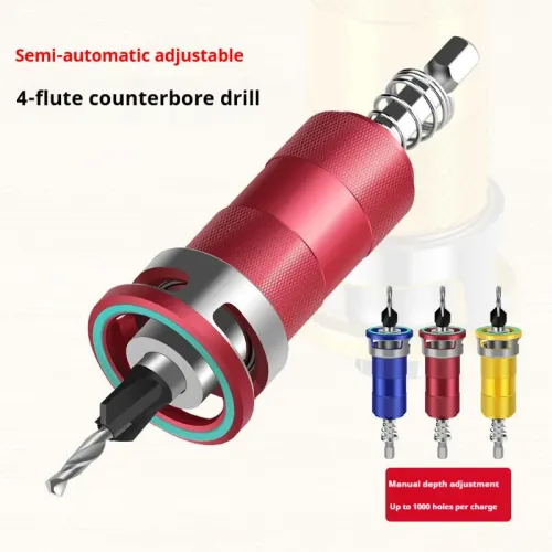 Multifunctional Countersink Drill Bits Adjustable Depth Aluminum Limit Ring High Precision Carbon Steel Bits Woodworking Tools 4 Sizes Drill Bits