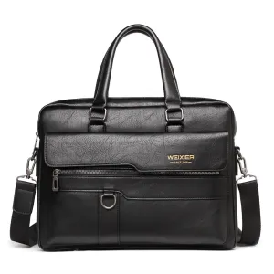 WEIXIER Men's Briefcase Retro Business Casual Laptop Bag Office High Quality PU Leather Handbag Shoulder Messenger Bags