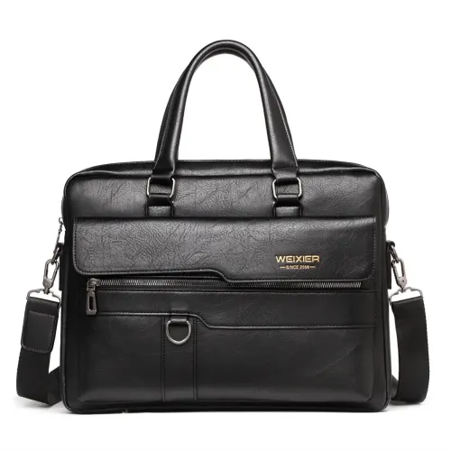 WEIXIER Men's Briefcase Retro Business Casual Laptop Bag Office High Quality PU Leather Handbag Shoulder Messenger Bags