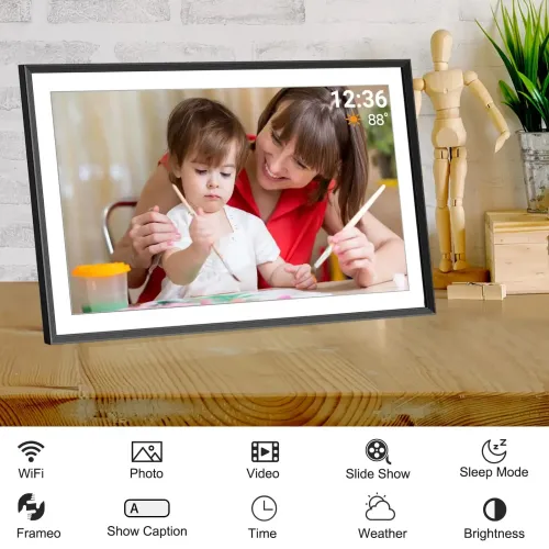Frameo 10.1"  HD  IPS HD Touch Screen Digital Photo Frame WiFi Cloud Frame Digital Picture Frame 32GB Smart WiFi Digital Photo Frame with 1280x800 Wall Mountable