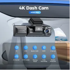 AZDOME Dash Cam M550 Max 4K+1K+2K Built-in GPS WiFi Car Dash Camera Front Inside Rear 3 Way IR Night Vision Car DVR Support Rear Cam