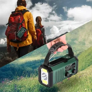 Emergency Weather Crank Radio, Portable Camping Light, 10000mAh Battery/Hand Crank/Solar Powered AM/FM Wind Up Radios, Type-Phone Charger, Flashlight, Reading Lamp, Compass, SOSurvival Alert, Power Outages Outdoor
