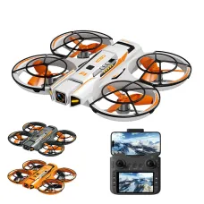 A21 PRO Mechanical Armor Style WiFi FPV with 5.6inch LCD Screen Controller Dual Camera Servo Gimbal Optical Flow Hover Brushless Circle Fully Enclosed Protection Kids Gifts 2.4G 4CH 6-Axis Remote Control RC Toys Drone Quadcopter RTF