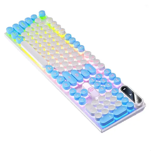 YINDIAO K600 104 Keys Wired Gaming Keyboard Punk Design Mechanical Feeling Keycaps RGB Light USB E-sports Gamer Keyboard for PC Computer Laptop