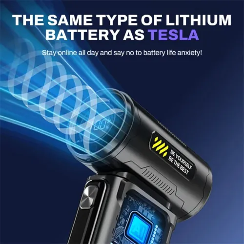 80,000RPM Turbo Fan High Speed 23m/s Brushless Motor 6000mAh Battery Adjustable 100 Gear Compact Design Powerful Portable Blower Dust Cleaning Type-C Charging Low Noise Electric Device