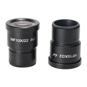 2Pcs HAYEAR Microscope Lens 10X Magnification 20/22mm Field View Laboratory Stereo Microscope Lens 30mm Interface High Eye Point Wide Angle Eyepiece Microscope Fittings
