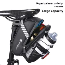 Wolfilist 1.8L Large Capacity Waterproof Bicycle Bottle Bag with Reflective Strips Lightweight Practical Bike Saddle Bag for Water Bottles Towels Repair Kits Essentials