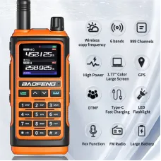 Baofeng UV-17 Pro GPS Handheld Walkie Talkie Six Bands Wireless Copy Frequency Flashlight Type-C Charger Ham Transceiver FM Radio