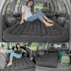 Xmund Foldable Air Mattress Camping Bed Car Air Mattress Vehicle Inflatable Thickened Travel Bed Sleeping Pad Camping Accessory SUV Car Supplies