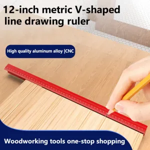 V Shape Marking Ruler Double-Sided Aluminum Alloy CNC Precision Measurement Tool Ideal for Square and Right Angle Checks