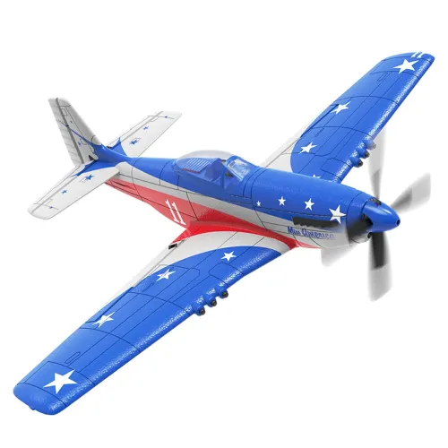 Volantexrc Mini Mustang P-51D Miss America EPP 400mm Wingspan 2.4G 4CH 6-Axis Gyro One Key Aerobatics  XPilot Stabilization System RC Airplane Trainer RTF for Beginner