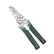Foldable Wire Stripper Plier Needle Nose Carbon Steel Blade 223mm Ergonomic Handle Black and Green Multipurpose Electrician Tool
