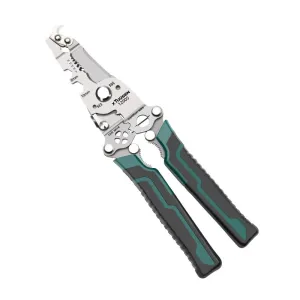 Foldable Wire Stripper Plier Needle Nose Carbon Steel Blade 223mm Ergonomic Handle Black and Green Multipurpose Electrician Tool