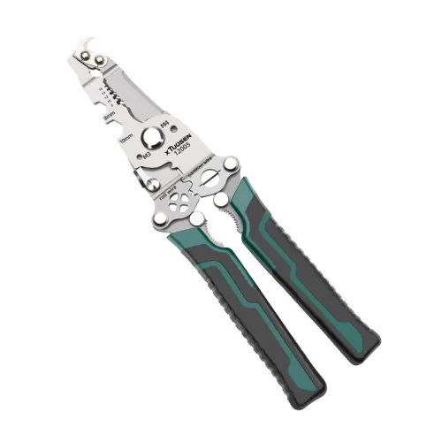 Foldable Wire Stripper Plier Needle Nose Carbon Steel Blade 223mm Ergonomic Handle Black and Green Multipurpose Electrician Tool