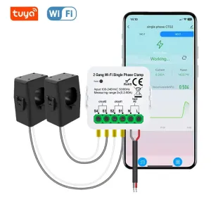 TUYA Wi-Fi Single Phase Clamp Smart Home Meter AC100-240V 80A Real-time Energy Monitoring Dual Channel with Tuya App