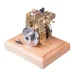 OKMO M12B 1.6cc Mini Water-cooled Single Cylinder 4-stroke Gasoline Gad Engine Upgrade ICE Model with Wooden Base Science Discovery Education Desktop Decorations Collection Toys