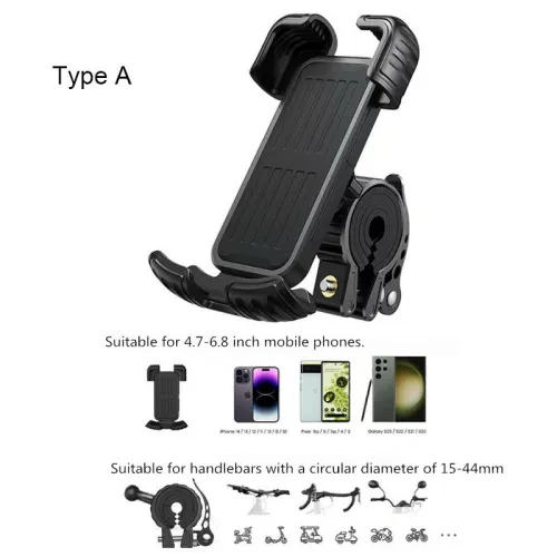 XANEYYS-443 Phone Holder 4.7"-6.8" Adjustable Phone Clip Stand Shockproof Portable Bike Holder Phone Bracket for Bicycle Motorcycle