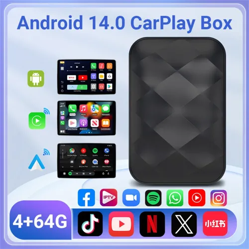 3-IN-1 Wireless Android14 Carplay Android Auto Adapter Upgrade Plug&Play For Youtube Netflix Dongle Wireless Car AI TV BOX