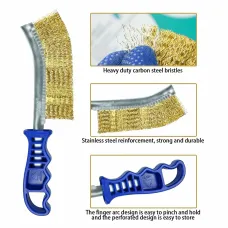 2PCS Heavy Duty Wire Brushes for Cleaning Rust Removal Carbon and Stainless Steel Bristles 11" Long Ergonomic Plastic Handle Ideal for Paint Welding Slag Rust Removal