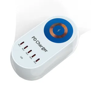 [GaN Tech] Bakeey 140W 5-Port USB PD Charger Desktop Charging Station with 15W Wireless Charger Fast Wireless Charging Dock for Smart Phones for iPhone 15 14 13 Pro for Samsung for Xiaomi for Laptop Tablet