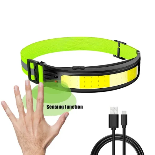 COB Sensor Headlight Built in Battery Fishing Headlamp Rechargeable 6 Modes Head Torch Outdoor Camping Flashlight