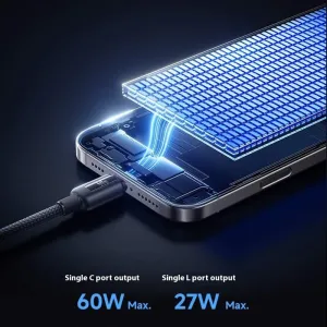 Baseus CB000189 60W Type-C to Type-C+Type-C+iP Cable Fast Charging Data Transmission Tinned Copper Core Line 1.1M Long for iPhone 16 16 Pro 15 14 13 Pro Max for Huawei Pura 80 Ultra for Xiaomi MIX Flip2 for SAMSUNG for OPPO