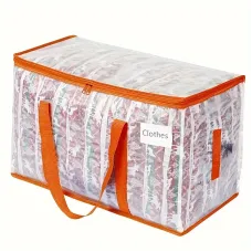 3pcs Extra Large 92L Heavy Duty Clear Moving Bags with Fixed Shoulder Strap Zipper Closure Foldable Water and Stain Resistant Stylish Storage Tote Bag Perfect for Going Out