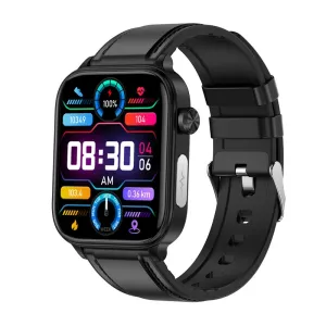 ET570 1.96inch HD Screen bluetooth Call ECG Heart Rate Blood Pressure Blood Oxygen Monitor Noninvasive Blood Glucose Measurement Uric Acid Blood Lipid Testing BMI Body Fat Sleep Monitoring Multi-sport Modes Music Playback IP68 Waterproof Smart Watch