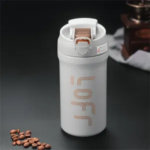 IPRee 600ml/21OZ Portable Thermal Coffee Mug with Straw Double Wall Insulated Sublimation Tumble Leakproof Water Thermos Portable Coffee Cup