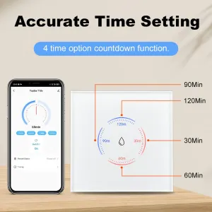 40A Tuya WiFi Smart Boiler Switch Touch Timer Control Alexa Google Assistant SmartThings Compatible Countdown Function