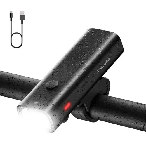 ROCKBRO400Lm Bike Headlight 2000mAh Battery USB Rechargeable IPX6 Waterproof 4 Light Modes Aluminum Alloy Bicycle Light Flashlight for Cycling