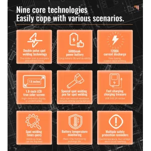 TK-10B 2in1 Portable Intelligent Double pulse Spot Welder 1.8inch LCD Screen 5000mAh Battery Fast charging charging treasure High Precision Welding Nickel/iron/steel sheet.etc