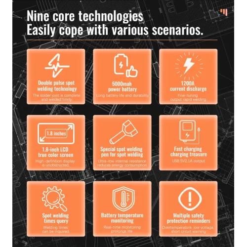TK-10B 2in1 Portable Intelligent Double pulse Spot Welder 1.8inch LCD Screen 5000mAh Battery Fast charging charging treasure High Precision Welding Nickel/iron/steel sheet.etc
