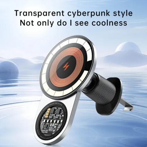 A8 Magnetic Car Mount Wireless Charger Holder 15W Fast Wireless Charging 1200g Strong Suction 360 Adjustable for iPhone Android