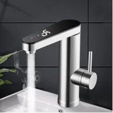 3400W Instant Water Heater Faucet 220V/50Hz 304 Stainless Steel,Temperature Display,Three-Gear adjustment, IPX4 Waterproof,EU Plug