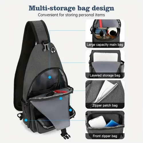 IPRee Waterproof Single Chest Shoulder Bag, Multi Purpose Large Capacity Crossbody Bag for Men Women, Suitable for Outdoor Travel Work