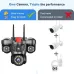 Guudgo 6MP Triple Lens Security Camera Wireless Outdoor WiFi 360 View 10X Zoom Color Night Vision Human Detect 2 Way Audio IP66 Waterproof CCTV Cameras