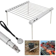 IPRee Mini Pocket BBQ Grill Portable Stainless Steel BBQ Grill Folding BBQ Grill Stove Rack Home Outdoor Camping Barbecue Accessories