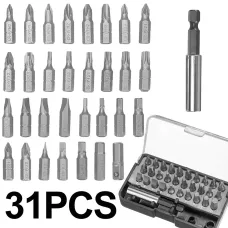 31PCS Drill Bits Set with PH PZ SL H T Sizes and 60mm Extension Rod in Plastic Case Versatile Heavy-Duty and Ideal for All Your Drilling Needs