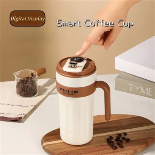 IPRee 650ml Stainless Steel Insulation Cup with Handle Smart Coffee Cup LETemperature Display Portable Cute Water Bottle for Car