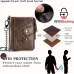 BULLCAPTAIN Genuine Leather Mens Wallet RFID Blocking Short Wallet with Chain Multifunction Card Holder Double Zipper Coin Purse Money Clip Compact Storage Bag Stylish