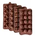 4PCS Food-Grade Silicone Material Chocolate Molds Set Rose Flower Heart Chocolate Mould Waffle Candy Ice Cube Jelly Handmade Soap Cake Decoration Baking Mold