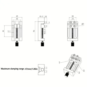 Mini Drill Press Vise Aluminum Alloy 0-47mm Clamping Range Rubber Soft Jaws Compact Adjustable Vice Clamp for Crafts Modeling Repairs Tools
